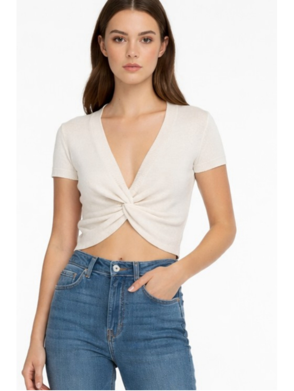 Sanctuary Knit Crop Top Ivory White XS (runs big)